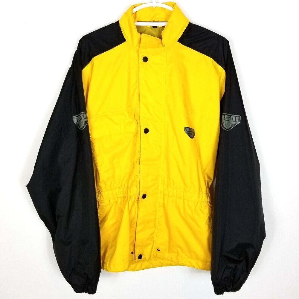 Firstgear Women Motorcycle Jacket Size M Coated Nylon Yellow Black Zip‎